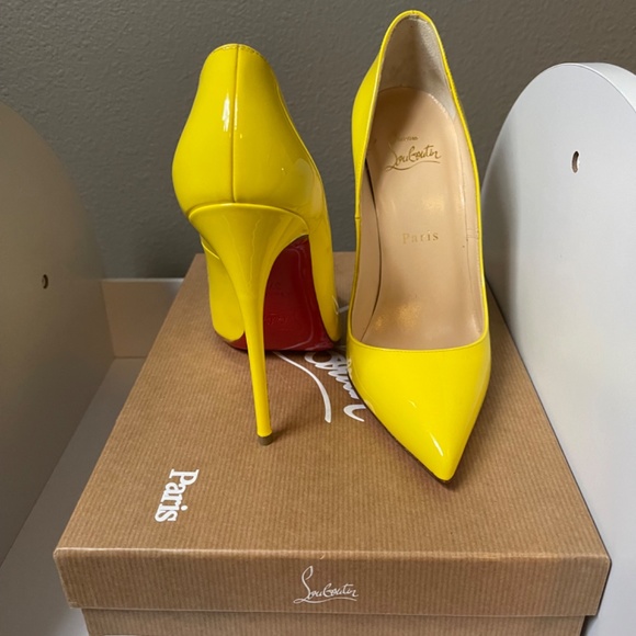 New! Christian Louboutin Pigalle Follies 120 Patent Yellow - Picture 2 of 3